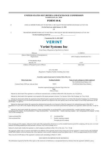 Thumbnail Verint Systems
 10-K Annual Report 2020