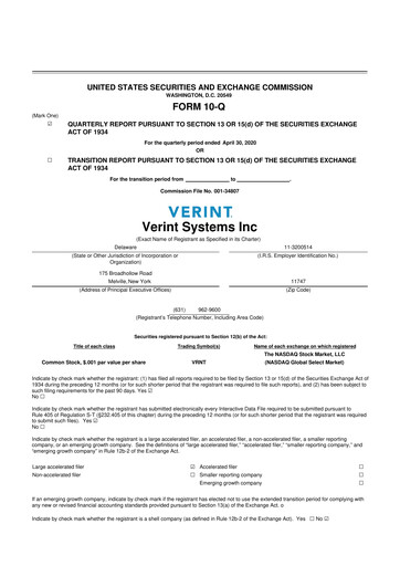 Thumbnail Verint Systems
 10-Q Quarterly Report FY2021 