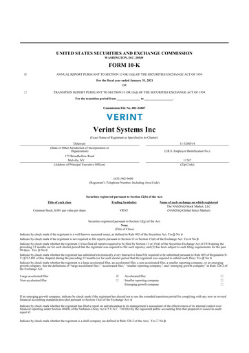 Thumbnail Verint Systems
 10-K Annual Report 2020