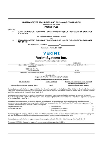 Thumbnail Verint Systems
 10-Q Quarterly Report FY2025 