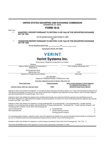 Thumbnail Verint Systems
 10-Q Quarterly Report FY2025 