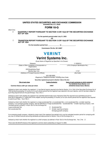 Thumbnail Verint Systems
 10-Q Quarterly Report FY2026 