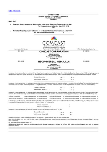 Vorschaubild Comcast 10-Q Quartalsbericht 2018 
