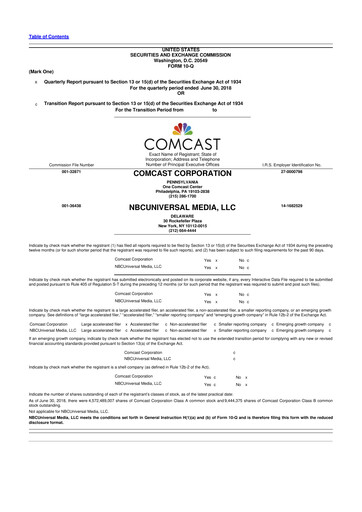 Vorschaubild Comcast 10-Q Quartalsbericht 2018 