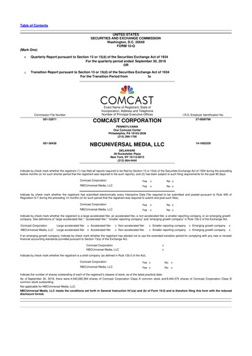 Vorschaubild Comcast 10-Q Quartalsbericht 2018 