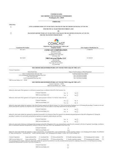 Thumbnail Comcast 10-K Annual Report 2018