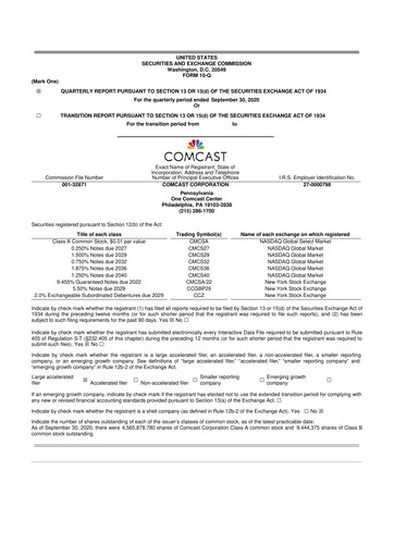 Vorschaubild Comcast 10-Q Quartalsbericht 2020 