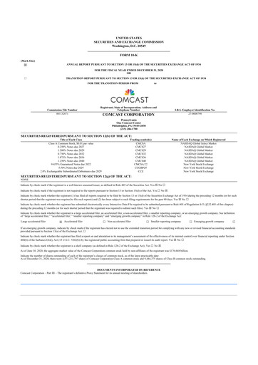 Thumbnail Comcast 10-K Annual Report 2020