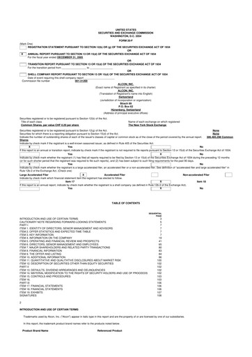 Thumbnail Alcon 20-F Annual Report 