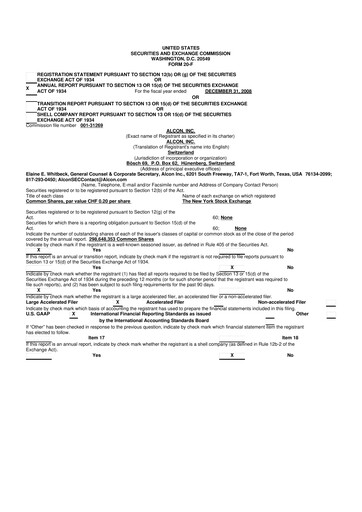 Thumbnail Alcon 20-F Annual Report 
