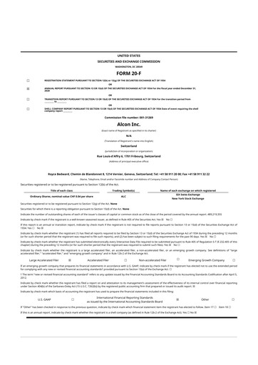 Thumbnail Alcon 20-F Annual Report 2020