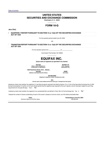 Vorschaubild Equifax 10-Q Quartalsbericht  