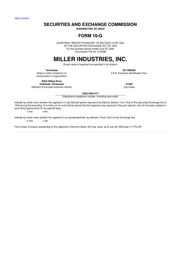 Thumbnail Miller Industries 10-Q Quarterly Report FY 