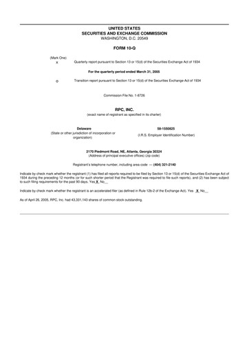 Miniature RPC, Inc. 10-Q Rapport trimestriel  