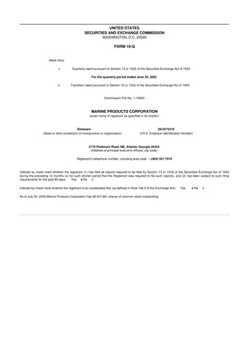 Thumbnail Marine Products Corporation 10-Q Quarterly Report FY 