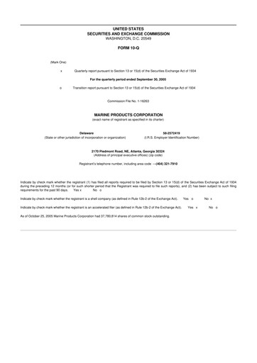 Thumbnail Marine Products Corporation 10-Q Quarterly Report FY 