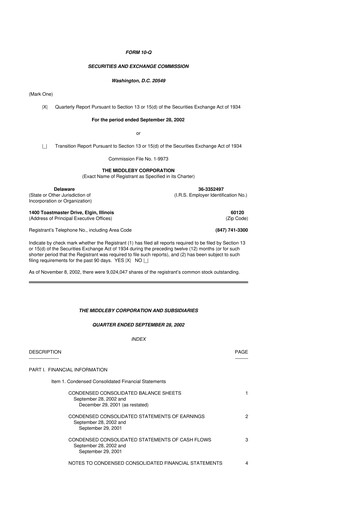 Thumbnail Middleby 10-Q Quarterly Report FY 