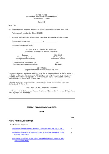 Vorschaubild Comtech Telecommunications 10-Q Quartalsbericht  