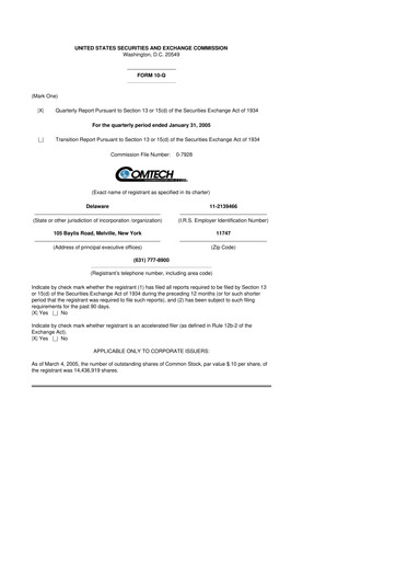 Vorschaubild Comtech Telecommunications 10-Q Quartalsbericht  