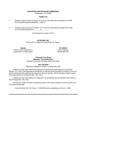 Thumbnail AutoZone 10-Q Quarterly Report FY 