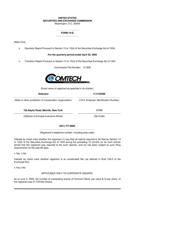 Vorschaubild Comtech Telecommunications 10-Q Quartalsbericht  