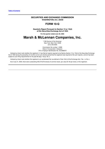 Thumbnail Marsh & McLennan Companies 10-Q Quarterly Report FY 