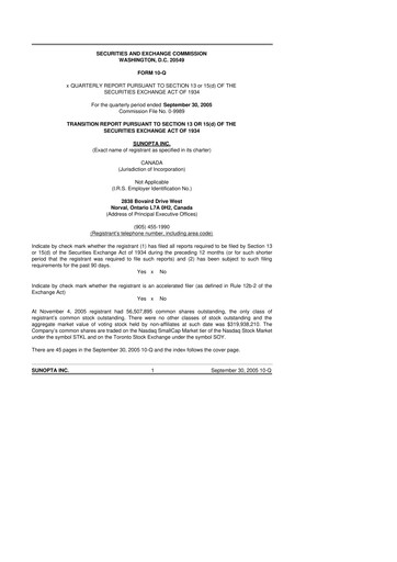 Thumbnail SunOpta 10-Q Quarterly Report FY 