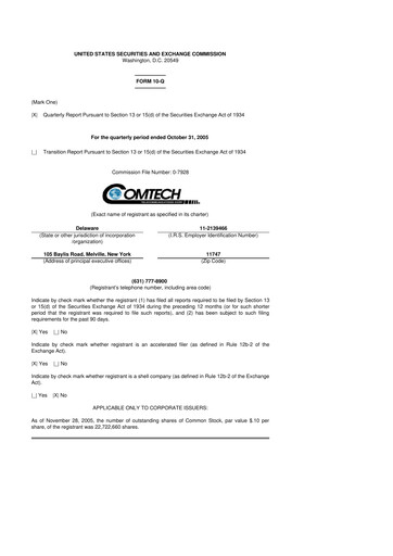 Vorschaubild Comtech Telecommunications 10-Q Quartalsbericht  