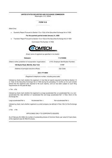 Vorschaubild Comtech Telecommunications 10-Q Quartalsbericht  