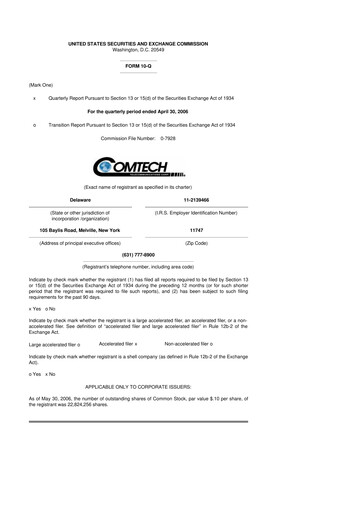 Vorschaubild Comtech Telecommunications 10-Q Quartalsbericht  