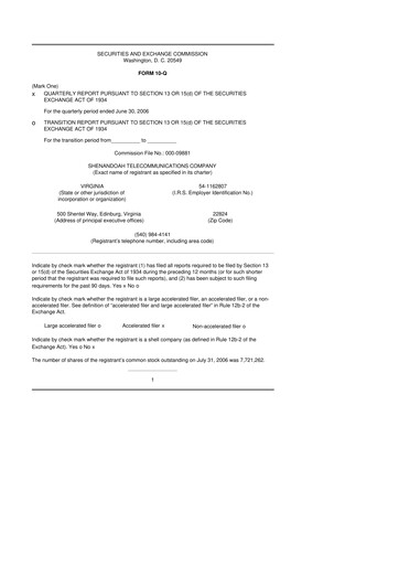 Thumbnail Shentel 10-Q Quarterly Report FY 