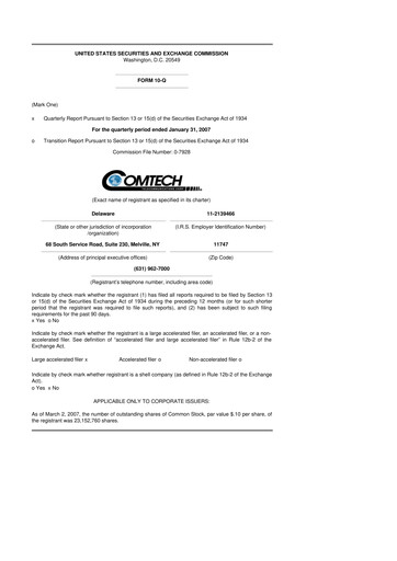 Vorschaubild Comtech Telecommunications 10-Q Quartalsbericht  