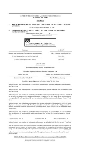 Thumbnail Community Financial System 10-K Annual Report 