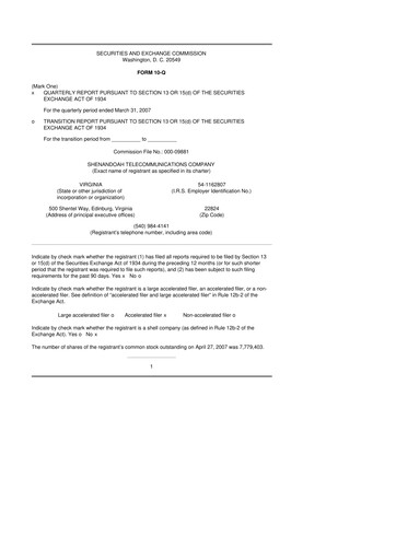 Thumbnail Shentel 10-Q Quarterly Report FY 
