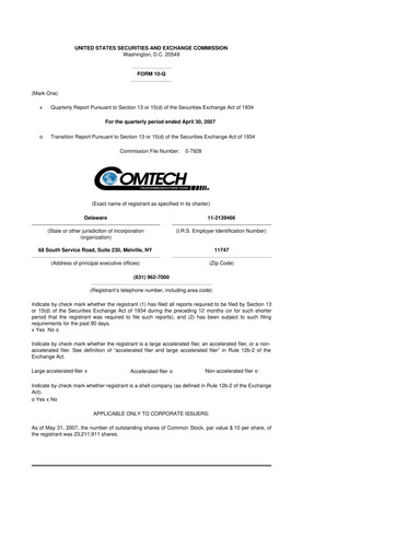 Vorschaubild Comtech Telecommunications 10-Q Quartalsbericht  