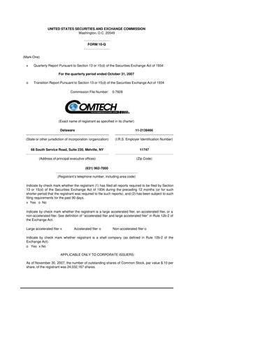 Vorschaubild Comtech Telecommunications 10-Q Quartalsbericht  