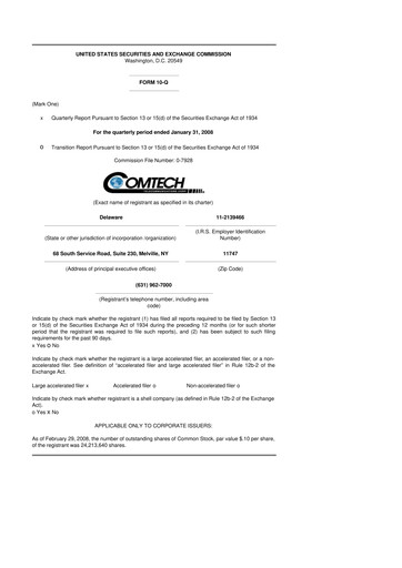 Vorschaubild Comtech Telecommunications 10-Q Quartalsbericht  