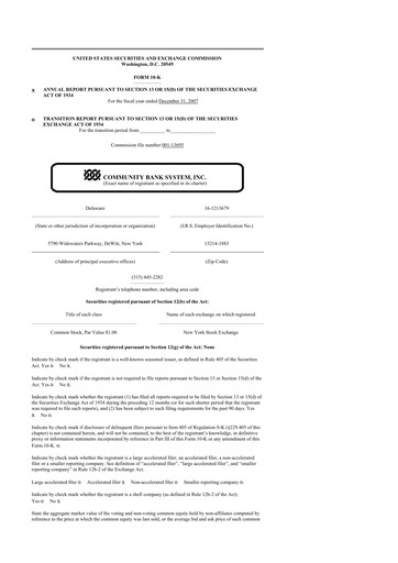 Thumbnail Community Financial System 10-K Annual Report 