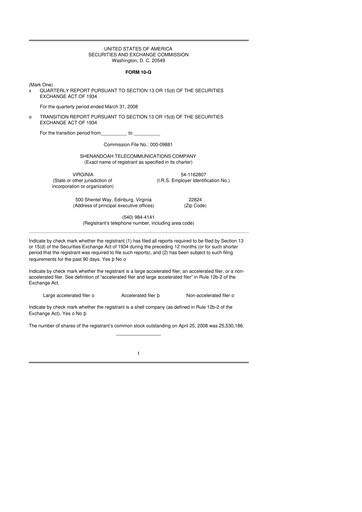 Thumbnail Shentel 10-Q Quarterly Report FY 