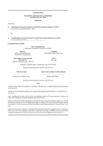 Thumbnail SIGA Technologies 10-K Annual Report 