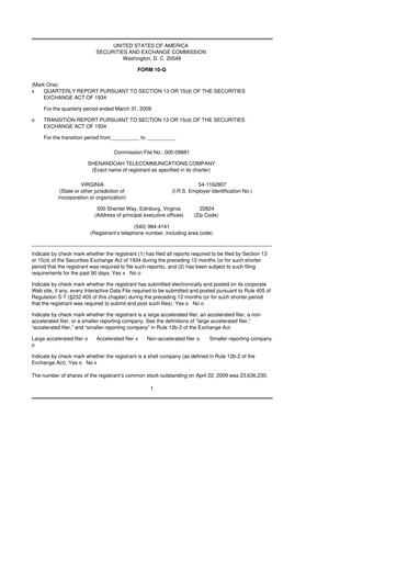 Thumbnail Shentel 10-Q Quarterly Report FY 