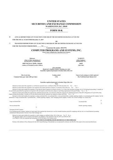 Thumbnail TruBridge 10-K Annual Report 2019