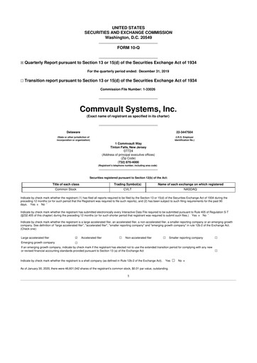 Thumbnail Commvault 10-Q Quarterly Report FY 