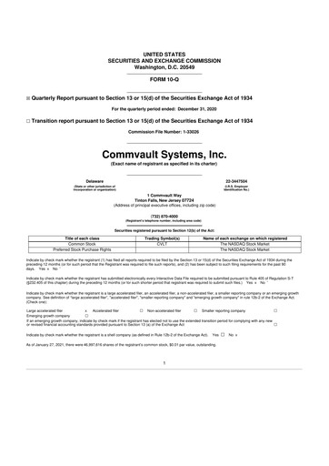 Thumbnail Commvault 10-Q Quarterly Report FY 