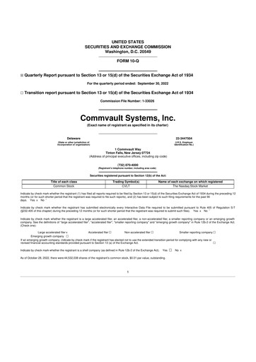 Thumbnail Commvault 10-Q Quarterly Report FY 
