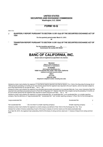 Thumbnail Banc of California 10-Q Quarterly Report FY2015 