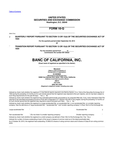 Thumbnail Banc of California 10-Q Quarterly Report FY2015 
