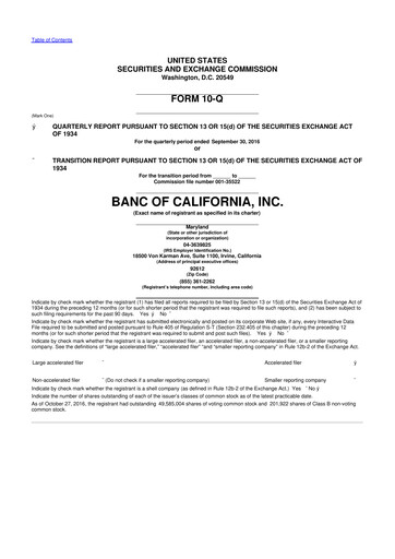 Thumbnail Banc of California 10-Q Quarterly Report FY2016 