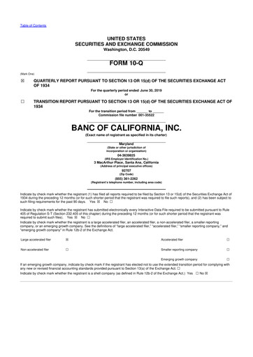 Thumbnail Banc of California 10-Q Quarterly Report FY2019 