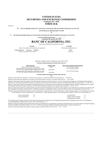 Thumbnail Banc of California 10-K Annual Report 2020